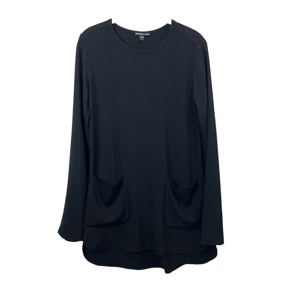 James Perse shift tunic mini dress Size 1 Small black long sleeve‎
